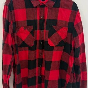 Men's Red and Black Buffalo Plaid Button-Up Shirt